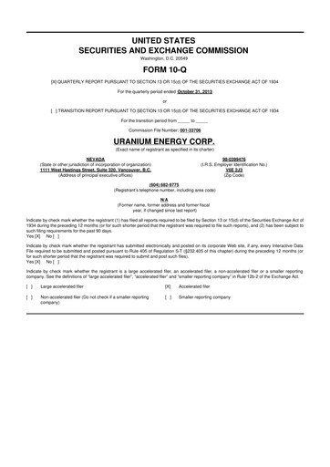 Thumbnail Uranium Energy
 10-Q Quarterly Report FY2014 