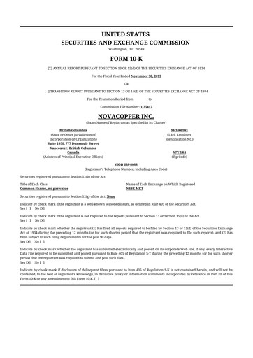 Thumbnail Trilogy Metals
 10-K Annual Report 2013