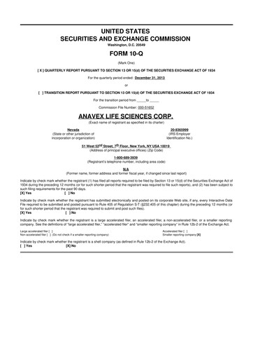 Thumbnail Anavex Life Sciences
 10-Q Quarterly Report FY2014 