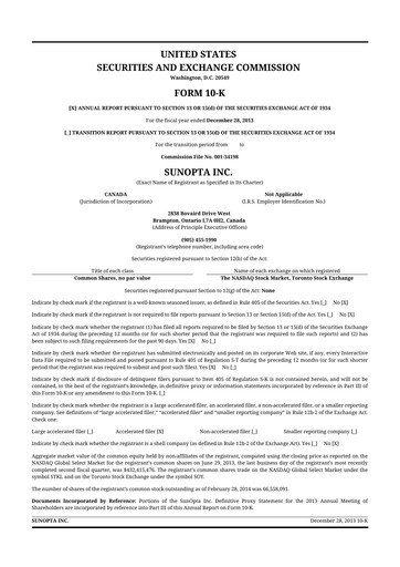 Thumbnail SunOpta 10-K Annual Report 2013