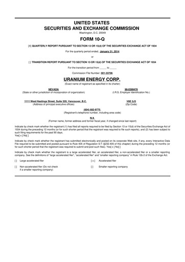 Thumbnail Uranium Energy
 10-Q Quarterly Report FY2014 