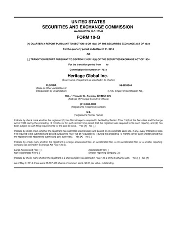 Thumbnail Heritage Global 10-Q Quarterly Report FY2014 