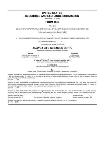 Thumbnail Anavex Life Sciences
 10-Q Quarterly Report FY 
