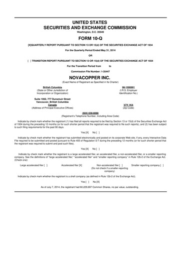 Thumbnail Trilogy Metals
 10-Q Quarterly Report FY 