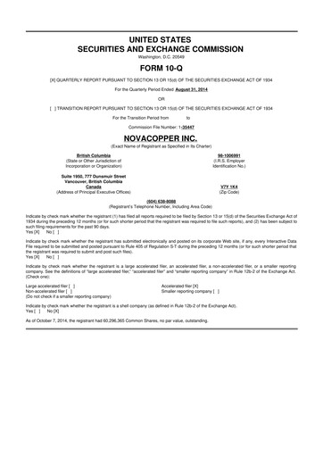 Thumbnail Trilogy Metals
 10-Q Quarterly Report FY 