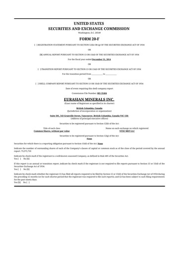 Thumbnail EMX Royalty
 20-F Annual Report 