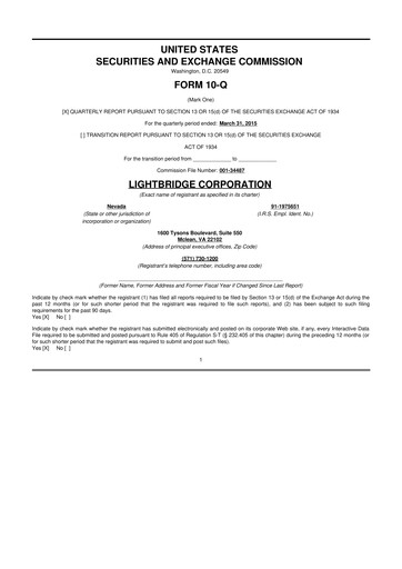 Thumbnail Lightbridge Corporation 10-Q Quarterly Report FY2015 