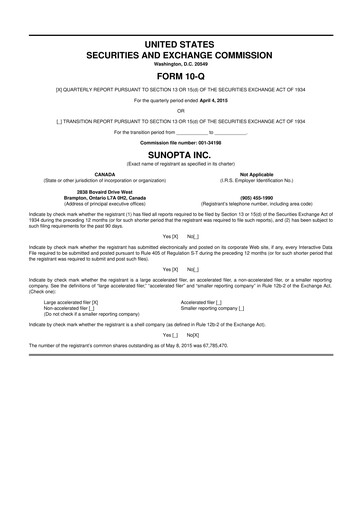 Vorschaubild SunOpta 10-Q Quartalsbericht 2016 