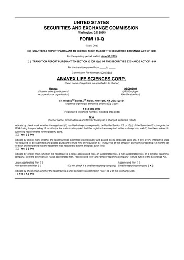 Thumbnail Anavex Life Sciences
 10-Q Quarterly Report FY2015 