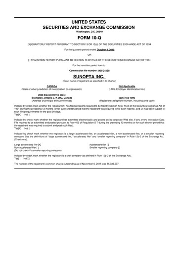 Vorschaubild SunOpta 10-Q Quartalsbericht 2016 