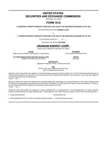 Thumbnail Uranium Energy
 10-Q Quarterly Report FY2016 