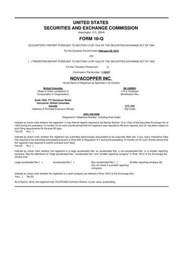 Thumbnail Trilogy Metals
 10-Q Quarterly Report FY 