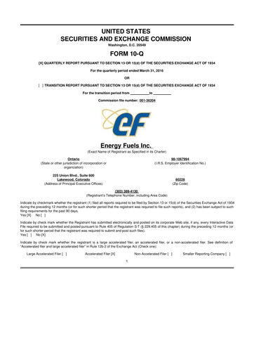 Vorschaubild Energy Fuels
 10-Q Quartalsbericht  