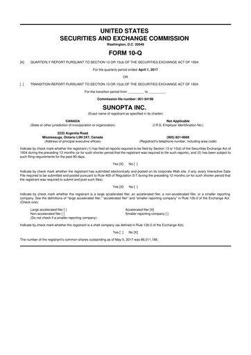 Vorschaubild SunOpta 10-Q Quartalsbericht 2017 
