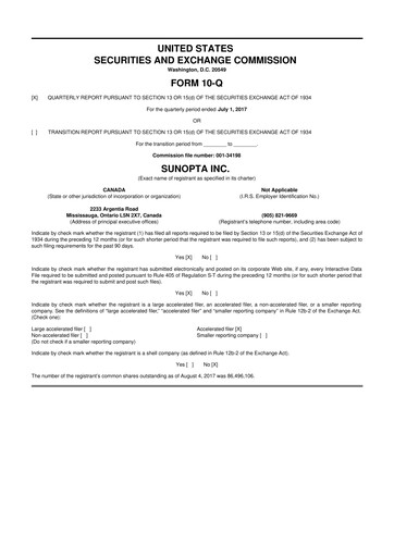 Vorschaubild SunOpta 10-Q Quartalsbericht 2017 