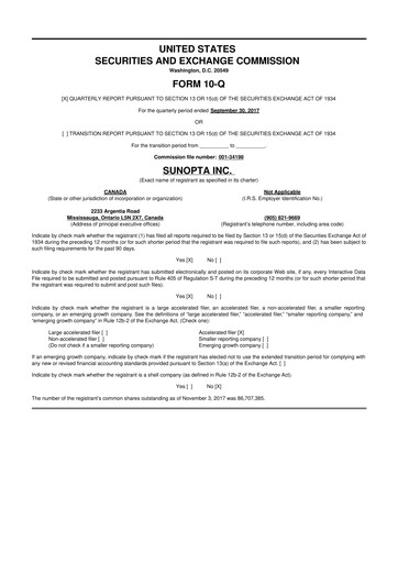 Vorschaubild SunOpta 10-Q Quartalsbericht 2017 