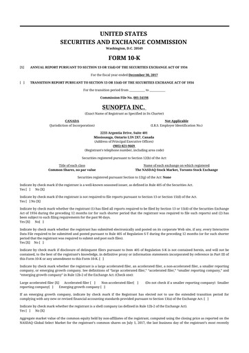 Thumbnail SunOpta 10-K Annual Report 2017