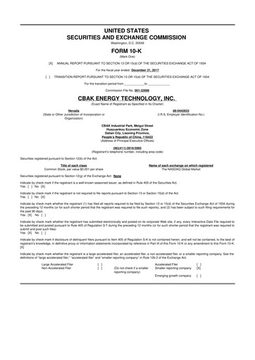 Thumbnail CBAK Energy Technology 10-K Annual Report 2017