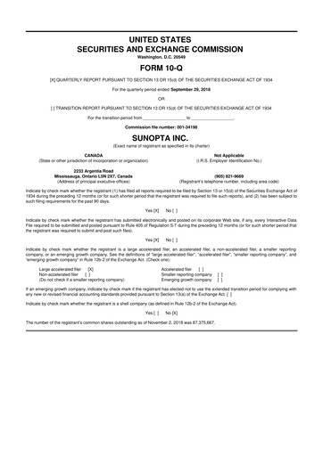 Vorschaubild SunOpta 10-Q Quartalsbericht 2018 