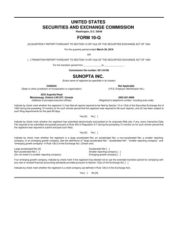 Vorschaubild SunOpta 10-Q Quartalsbericht 2019 