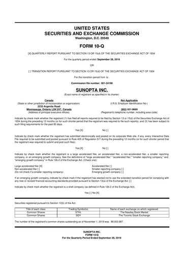 Vorschaubild SunOpta 10-Q Quartalsbericht 2019 
