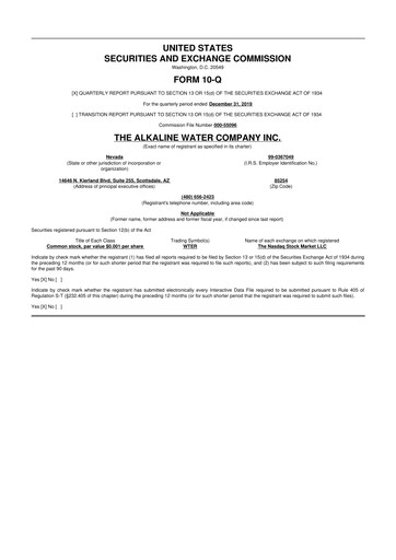 Vorschaubild Alkaline Water Company 10-Q Quartalsbericht 2020 