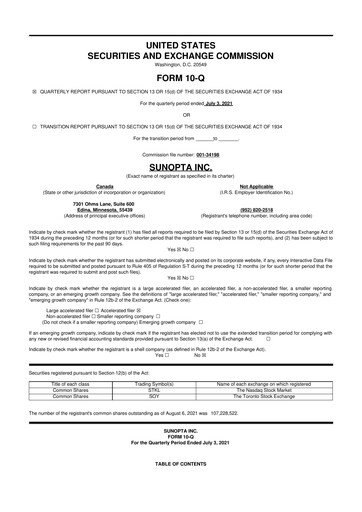 Vorschaubild SunOpta 10-Q Quartalsbericht 2021 