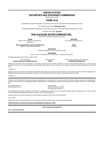 Vorschaubild Alkaline Water Company 10-Q Quartalsbericht 2022 