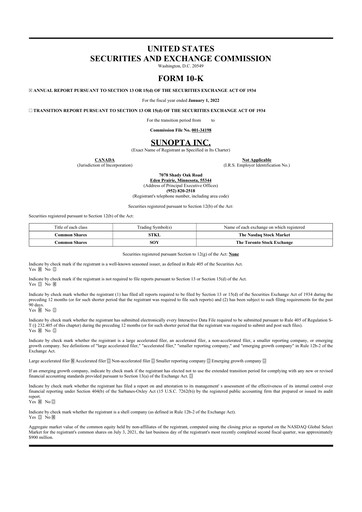 Thumbnail SunOpta 10-K Annual Report 2022