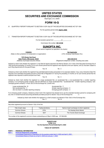 Vorschaubild SunOpta 10-Q Quartalsbericht 2022 