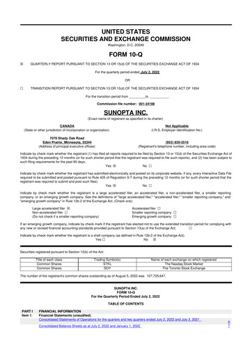 Vorschaubild SunOpta 10-Q Quartalsbericht 2022 