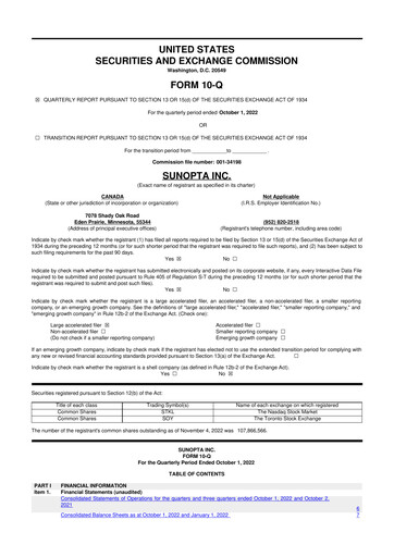 Vorschaubild SunOpta 10-Q Quartalsbericht 2022 