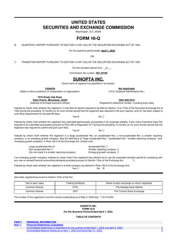 Vorschaubild SunOpta 10-Q Quartalsbericht 2023 