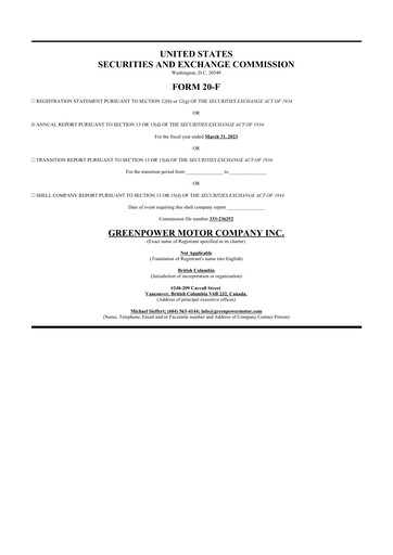 Thumbnail GreenPower Motor Company 20-F Annual Report 2023