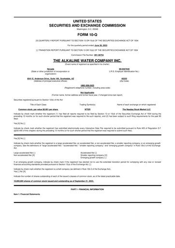 Vorschaubild Alkaline Water Company 10-Q Quartalsbericht 2023 