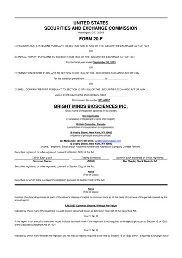 Thumbnail Bright Minds Biosciences 20-F Annual Report 2023