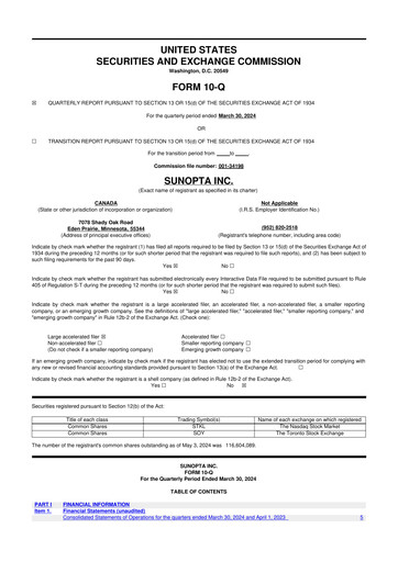 Vorschaubild SunOpta 10-Q Quartalsbericht 2024 
