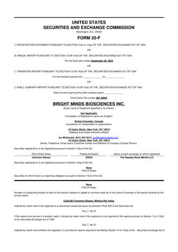 Thumbnail Bright Minds Biosciences 20-F Annual Report 2024