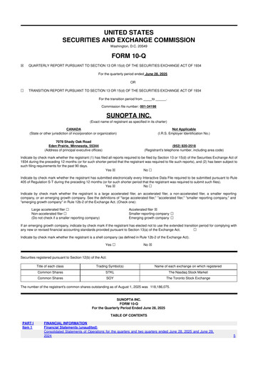 Vorschaubild SunOpta 10-Q Quartalsbericht 2025 