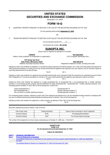 Vorschaubild SunOpta 10-Q Quartalsbericht 2025 