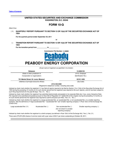 Thumbnail Peabody Energy
 10-Q Quarterly Report FY2011 