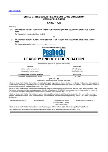 Thumbnail Peabody Energy
 10-Q Quarterly Report FY2012 