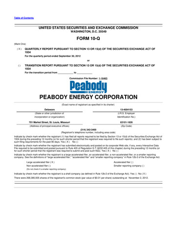 Thumbnail Peabody Energy
 10-Q Quarterly Report FY2012 