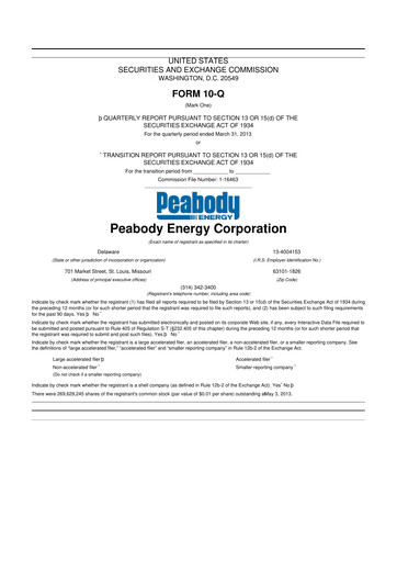 Thumbnail Peabody Energy
 10-Q Quarterly Report FY2013 
