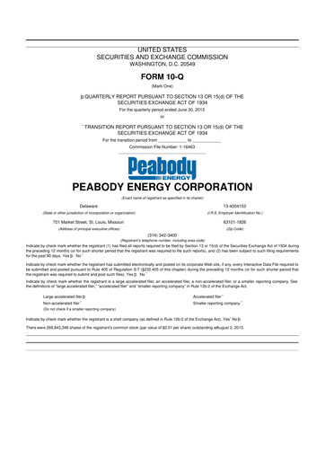 Thumbnail Peabody Energy
 10-Q Quarterly Report FY2013 