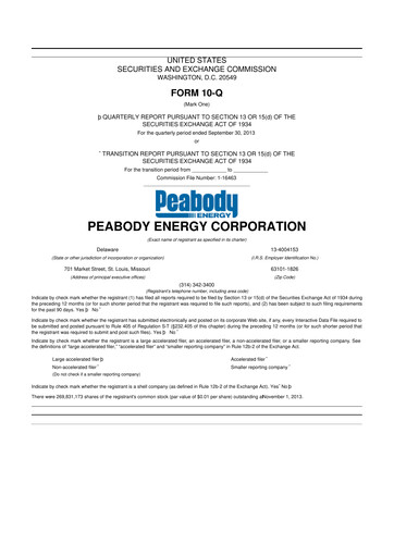 Thumbnail Peabody Energy
 10-Q Quarterly Report FY2013 