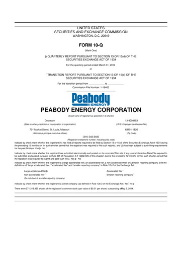 Thumbnail Peabody Energy
 10-Q Quarterly Report FY2014 