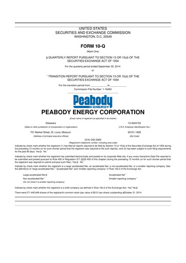 Thumbnail Peabody Energy
 10-Q Quarterly Report FY2014 