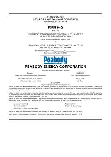 Thumbnail Peabody Energy
 10-Q Quarterly Report FY2016 