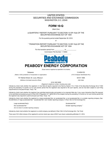 Thumbnail Peabody Energy
 10-Q Quarterly Report FY2016 